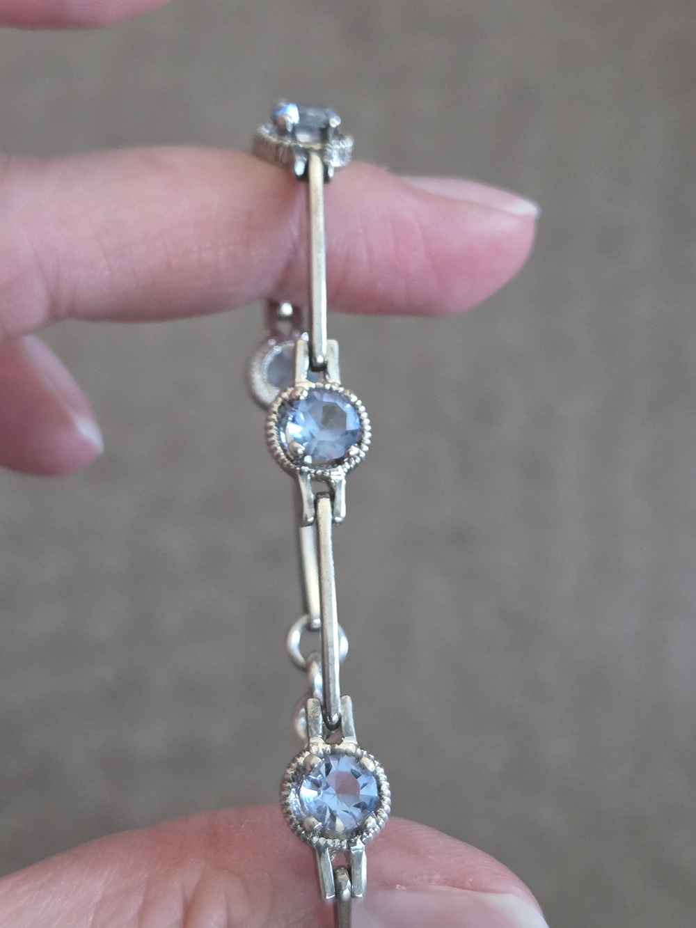 Unmarked Sterling SilverSilver-Tone Blue Topaz Link Bracelet - Women Jewelry